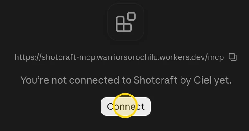 The new connector page with its Connect button